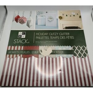 DCWV 12x12 Holiday Glitzy Glitter Cardstock Christmas 24 Sheet - New